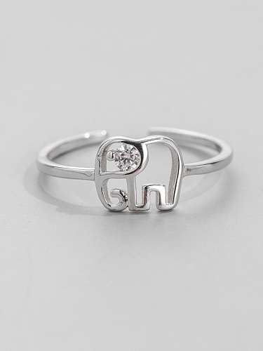 925 Sterling Silver Elephant Minimalist Band Ring