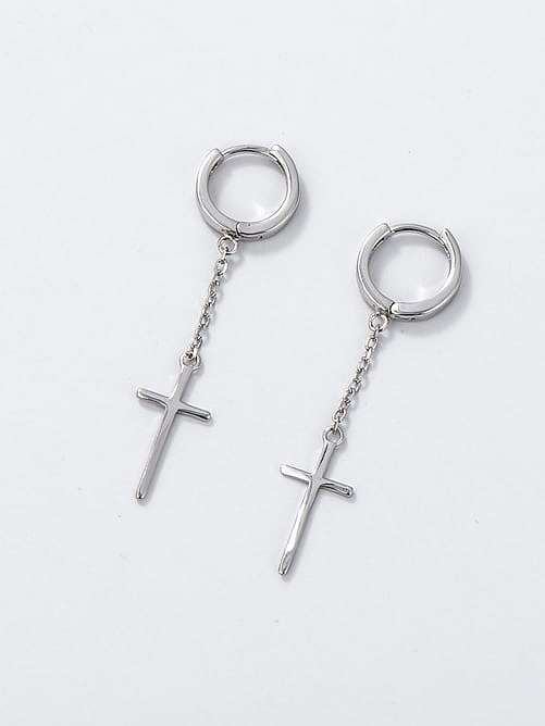 Boucles d'oreilles minimalistes en forme de croix en argent sterling 925