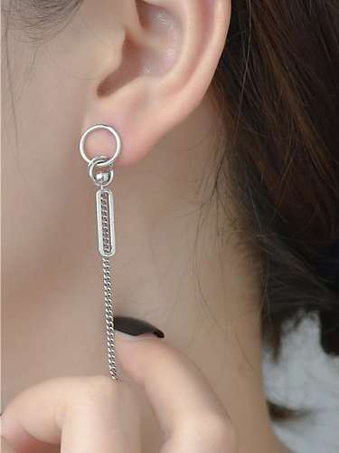 925 Sterling Silver Asymmetrical Tassel Vintage Threader Earring