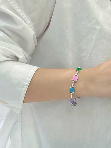 925 Sterling Silver Enamel Geometric Cute Bracelet