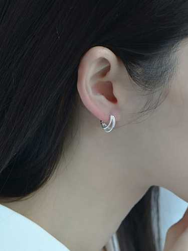 925 Sterling Silver Twist three-layer line Minimalist Earring