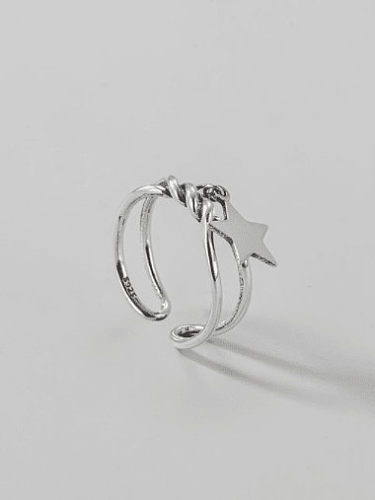 خاتم فضة استرليني عيار 925 قابل للتكديس على شكل نجمة خماسية