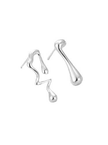 925 Sterling Silver Minimalist Geometric Asymmetrical Note Stud Earring
