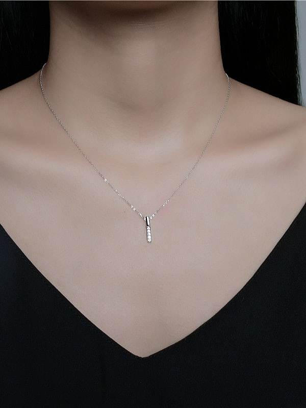 925 Sterling Silver Rhinestone Geometric Minimalist Necklace