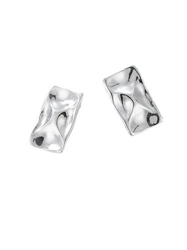 925 Sterling Silver Smotth Minimalist Concave Convex Square Stud Earring