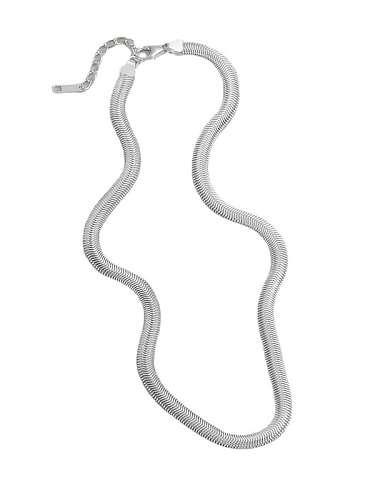 Collar minimalista de cadena de hueso de serpiente de plata de ley 925