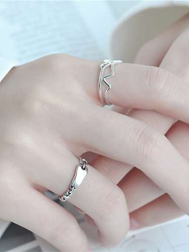 خاتم من الفضة الإسترليني عيار 925 يمكن تكويمه على شكل قلب بطبقتين