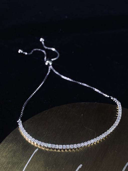 925 Sterling Silver High Carbon Diamond Geometric Dainty Adjustable Bracelet