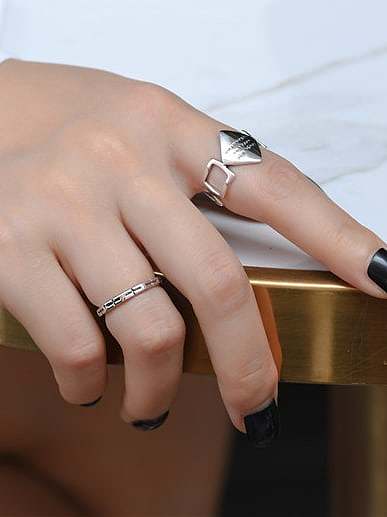 925 Sterling Silver Geometric Vintage Band Ring