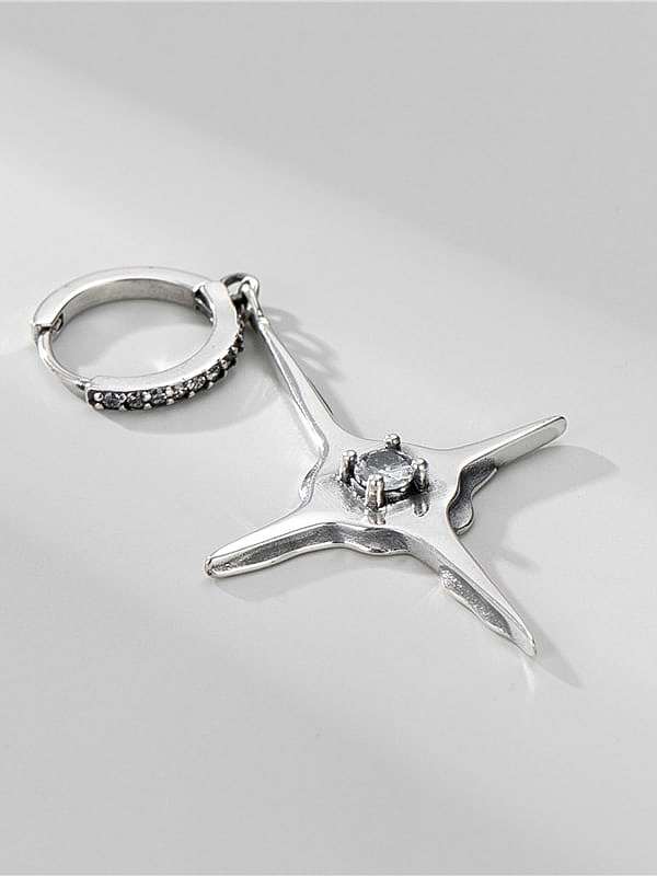 925 Sterling Silber Strass Kreuz Minimalistischer Einzelohrring