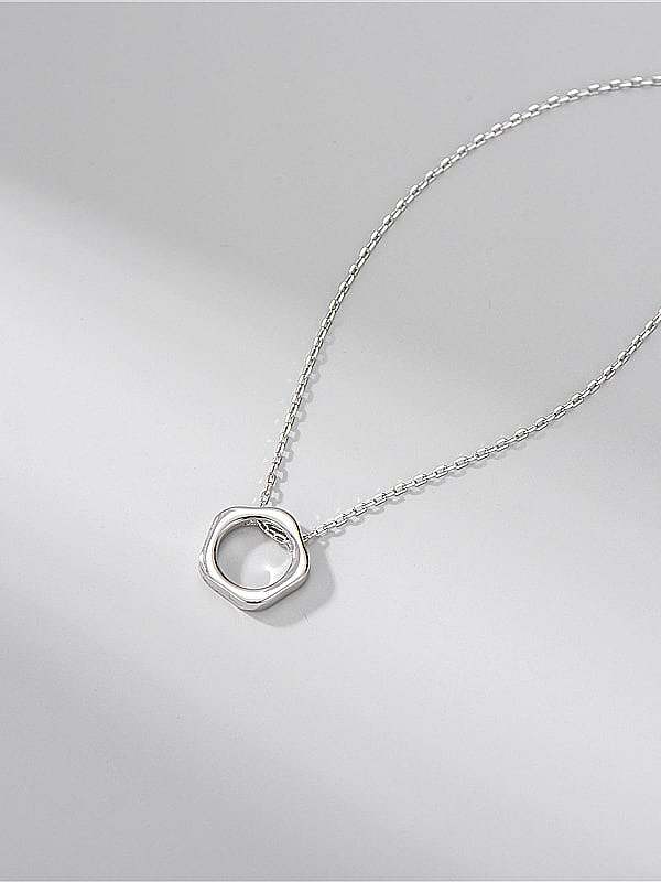 925 Sterling Silver Hexagon Minimalist Necklace