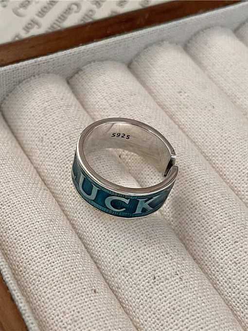 925 Sterling Silver Enamel Letter Vintage Band Ring