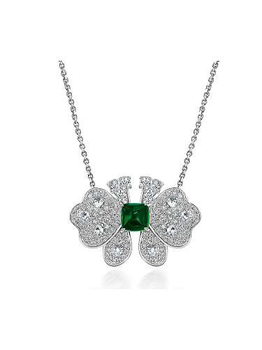 Luxus-Halskette aus 925er Sterlingsilber mit Diamanten und Schmetterlingen mit hohem Kohlenstoffgehalt