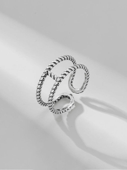 925 Sterling Silver Irregular Vintage Stackable Double Twist Ring