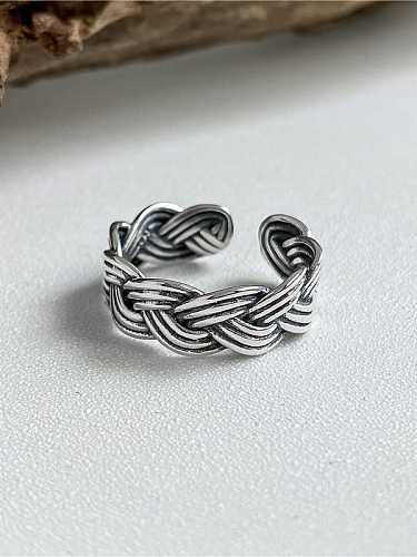 925 Sterling Silver Twist Geometric Vintage Woven Band Ring