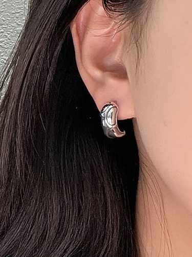 925 Sterling Silver Irregular Pea Minimalist Stud Earring