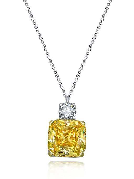 Geometrische Luxus-Halskette aus 925er Sterlingsilber mit hohem Kohlenstoffgehalt und Diamanten in Gelb