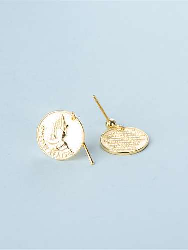 Boucles d'oreilles pendantes vintage en forme de main de prière ronde en argent sterling 925