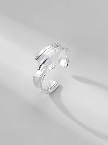 Anel de banda de prata esterlina 925 irregular minimalista simples Streamline
