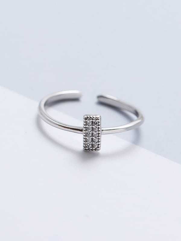 925 Sterling Silver Cubic Zirconia White Geometric Minimalist Band Ring