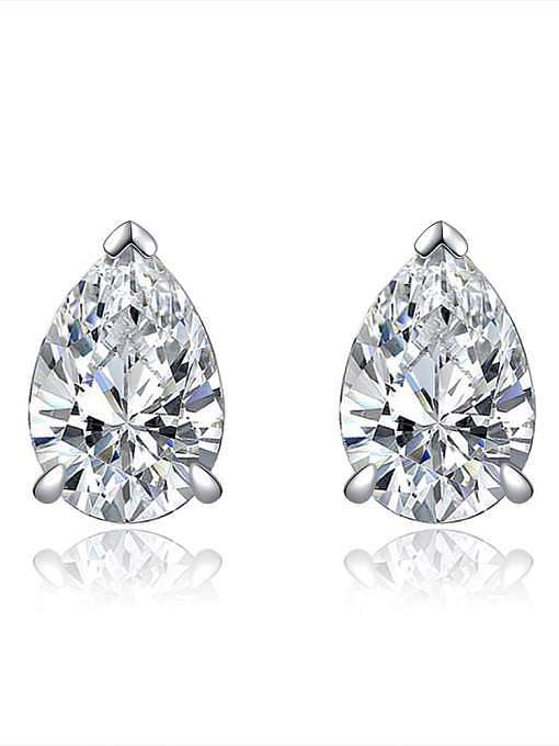 925 Sterling Silver High Carbon Diamond White Water Drop Dainty Stud Earring