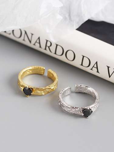 925 Sterling Silver Rhinestone Geometric Classic Solitaire Ring