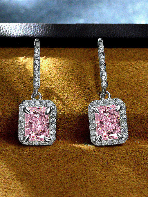 Geometrischer Luxus-Ohrring mit Diamanten aus 925er Sterlingsilber mit hohem Kohlenstoffgehalt