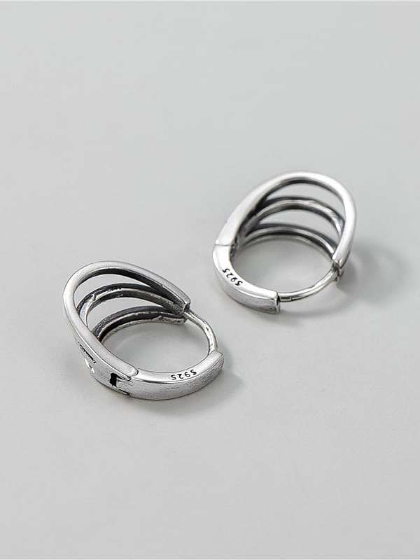 925 Sterling Silver Three Round Minimalist Huggie Earring