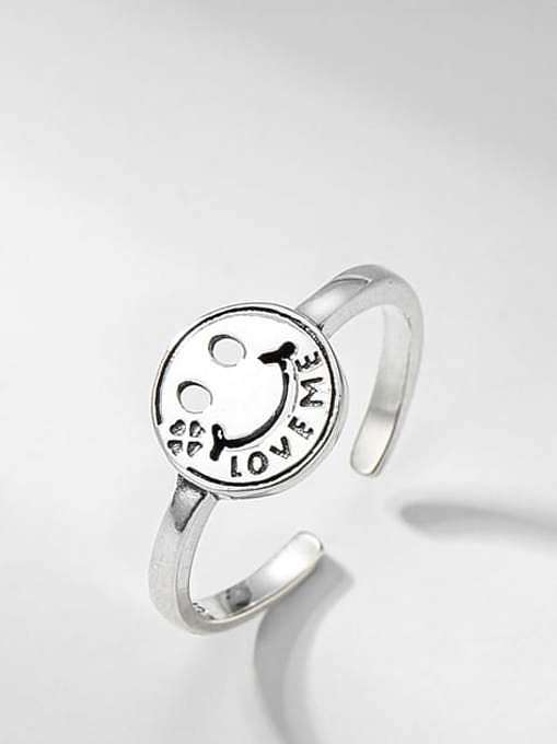 925 Sterling Silver Smiley Vintage Band Ring