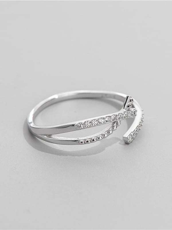 925 Sterling Silver Cubic Zirconia Irregular Minimalist Band Ring