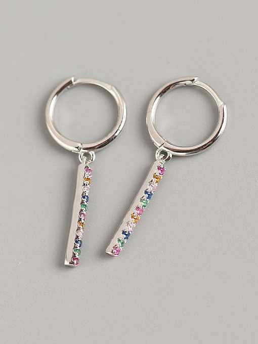 925 Sterling Silver Rhinestone Multi Color Geometric Trend Huggie Earring