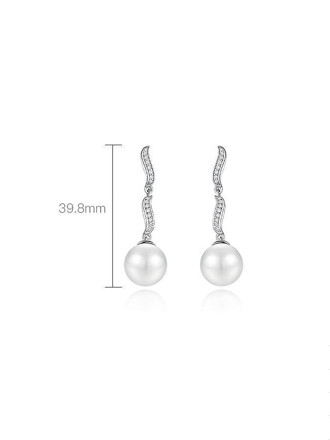 925 Sterling Silver Freshwater Pearl Geometric Dainty Drop Earring