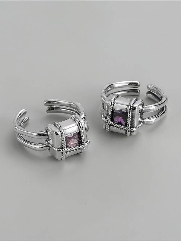 925 Sterling Silver Cubic Zirconia Irregular Vintage Band Ring