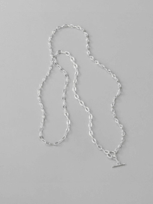 Collar de cadena larga con corazón hueco minimalista de plata de ley 925
