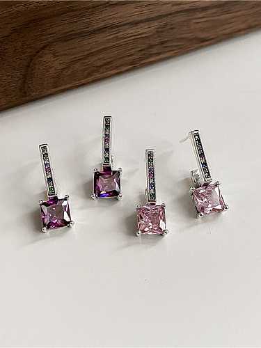 925 Sterling Silver Cubic Zirconia Geometric Vintage Stud Earring