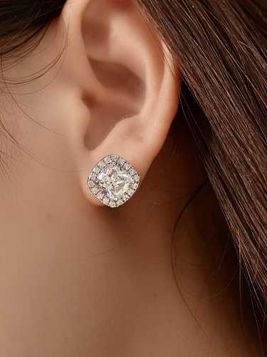 Boucles d'oreilles en argent sterling 925 avec diamant blanc à haute teneur en carbone