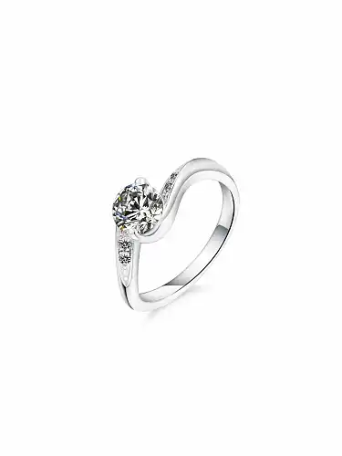 925 Sterling Silver High Carbon Diamond Geometric Dainty Band Ring