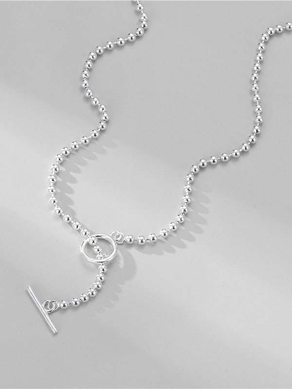 925 Sterling Silver Geometric Minimalist Beaded Necklace