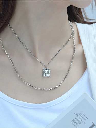 925 Sterling Silber Perle geometrische Vintage mehrsträngige Halskette