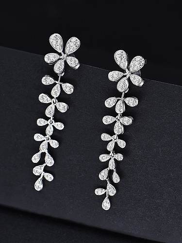 925 Sterling Silber High Carbon Diamond Flower Zierlicher Tropfenohrring