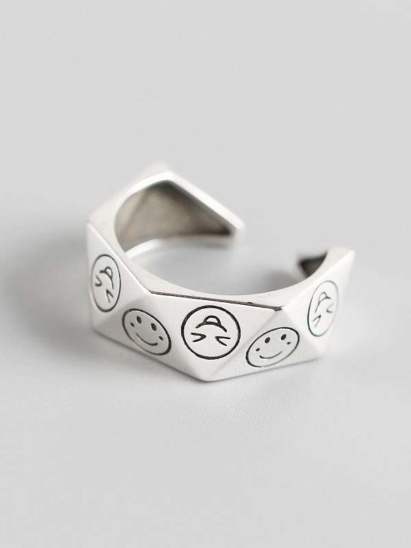 925 Sterling Silver Face Trend Band Ring