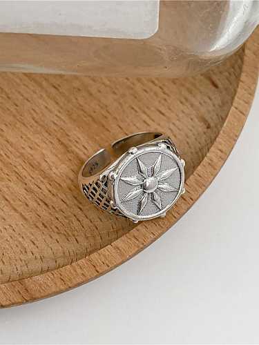 Anel de pulseira vintage flor de sol em prata esterlina 925
