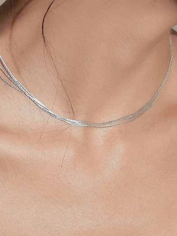 Unregelmäßige mehrsträngige Halskette aus 925er Sterlingsilber
