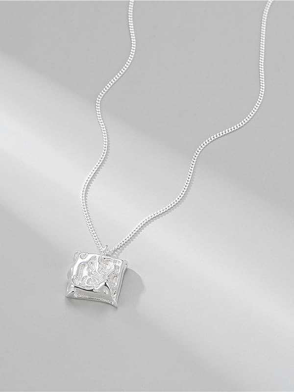 925 Sterling Silver Vintage Square Pendant Necklace