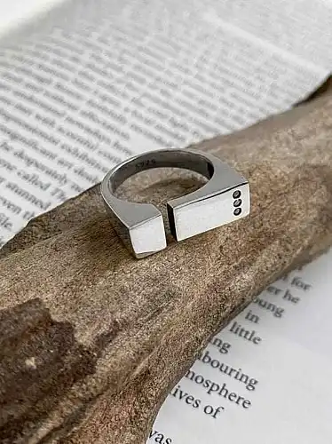 925 Sterling Silver Geometric Vintage Band Ring
