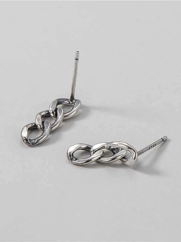 925 Sterling Silver Hollow Tassel Chain Vintage Drop Earring