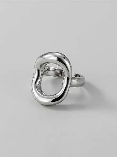 Anel de banda minimalista geométrico oco de prata esterlina 925