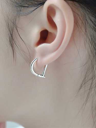 925 Sterling Silver Geometric Minimalist D Shape Stud Earring