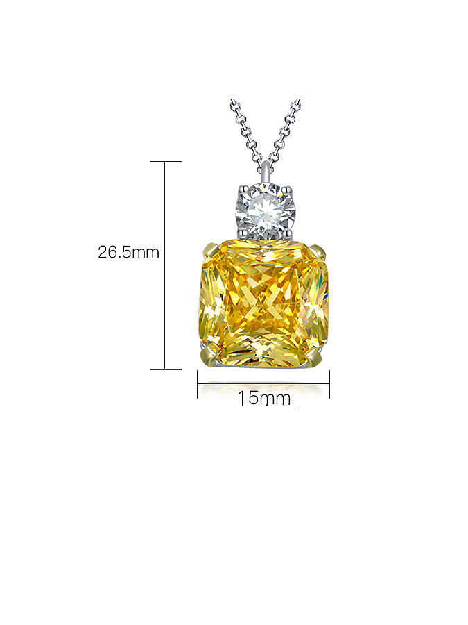 Collar de lujo geométrico amarillo de diamante de alto carbono de plata de ley 925