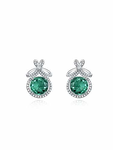 Brinco de luxo geométrico prata 925 alto carbono diamante verde diamante